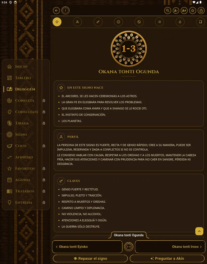 “Sign card” screen of Signos del Caracol on iPad