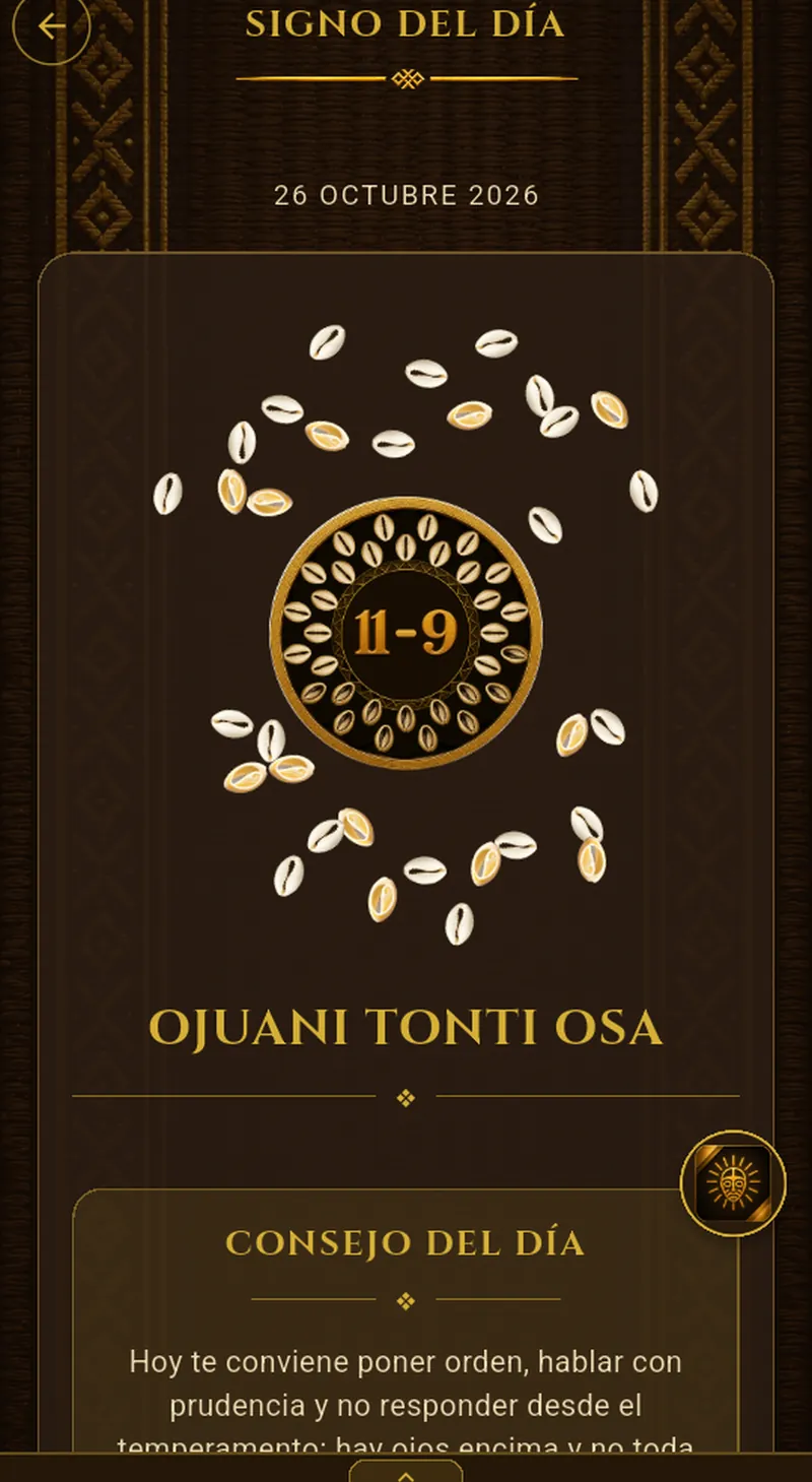 Pantalla «Signo del día» de Signos del Caracol en iPad