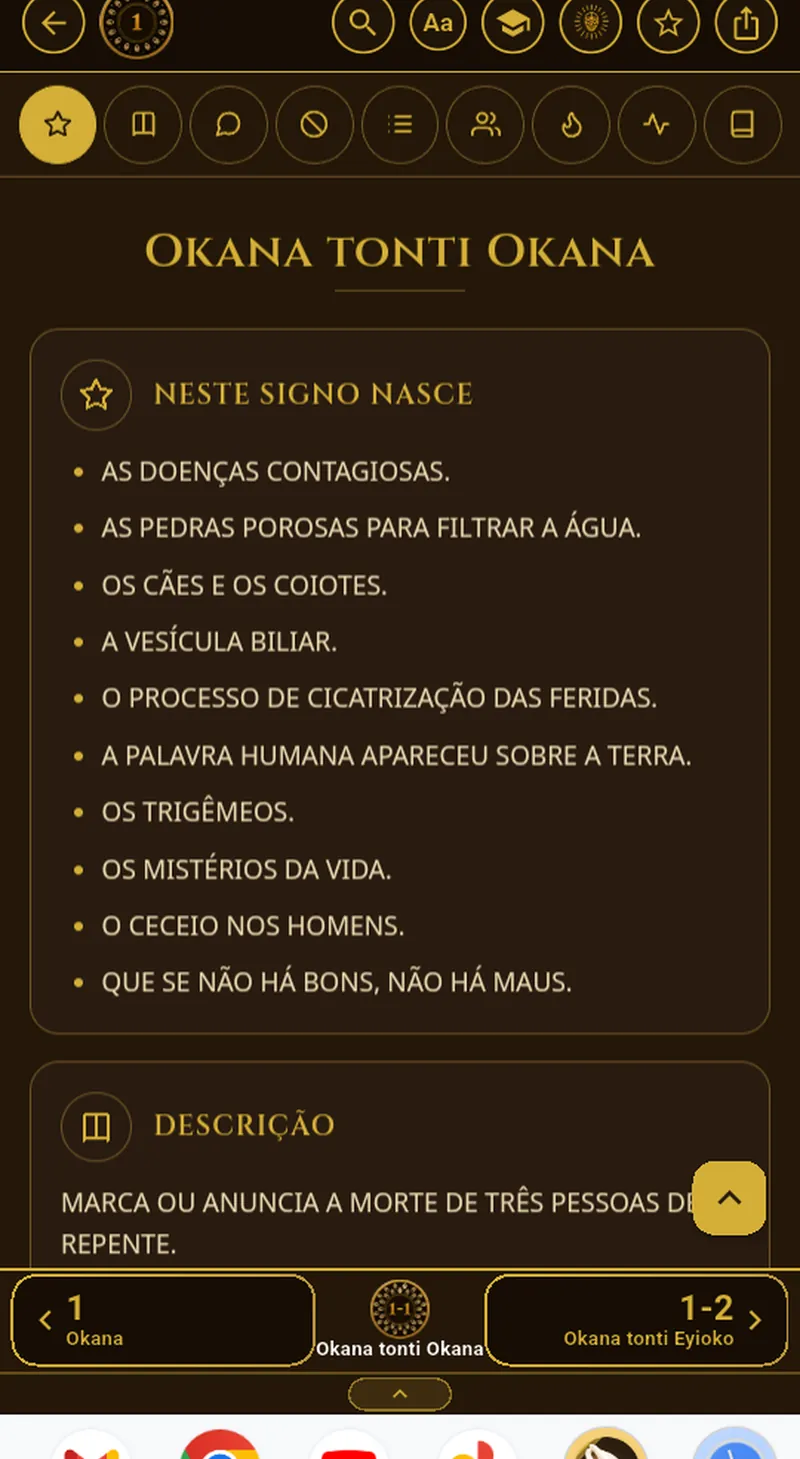 Tela «Ficha do signo» do Signos del Caracol no iPad